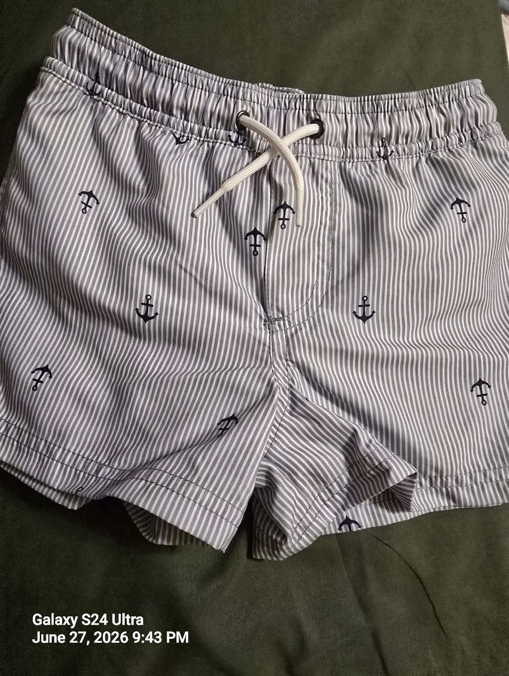 Nwot Carter Toddler Boys Blue Striped Anchor Swim Trunks 4t